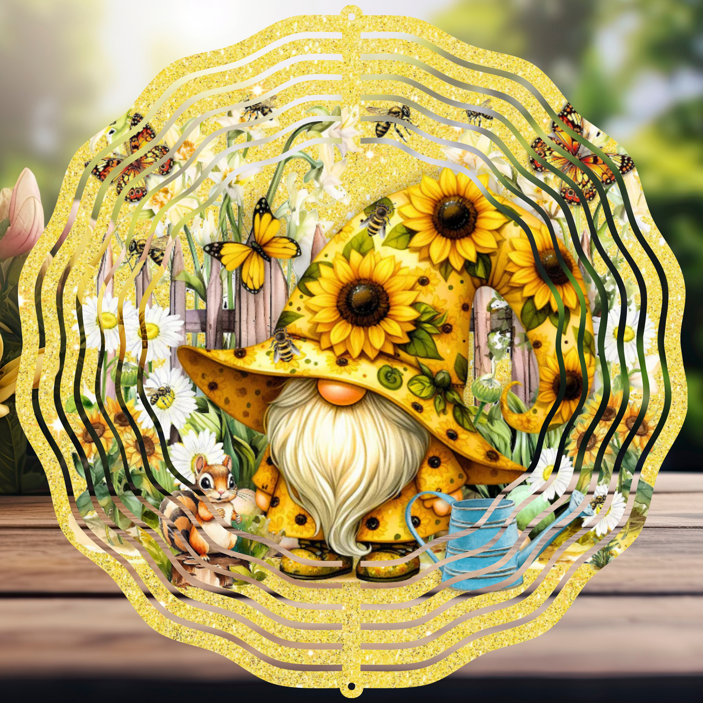 Gnome Sunflower Wind Spinner (Small)