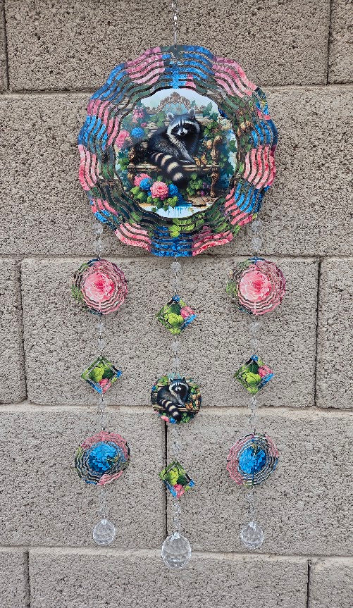 Raccoon Wind Spinner Wind Chime One Of a Kind / Farmhouse Wall Art