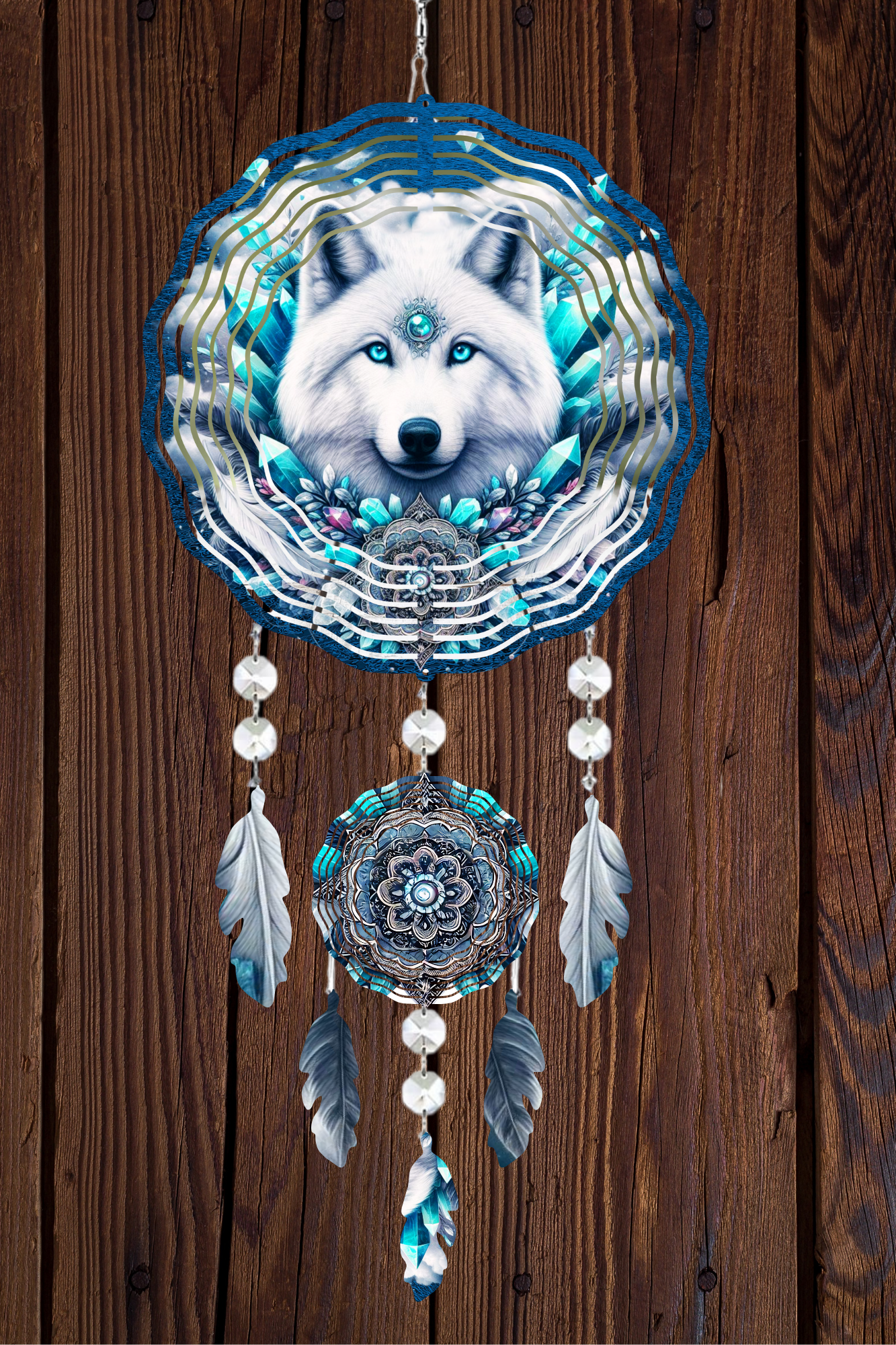 Dream Catcher Wind Spinner Wolf (Large)