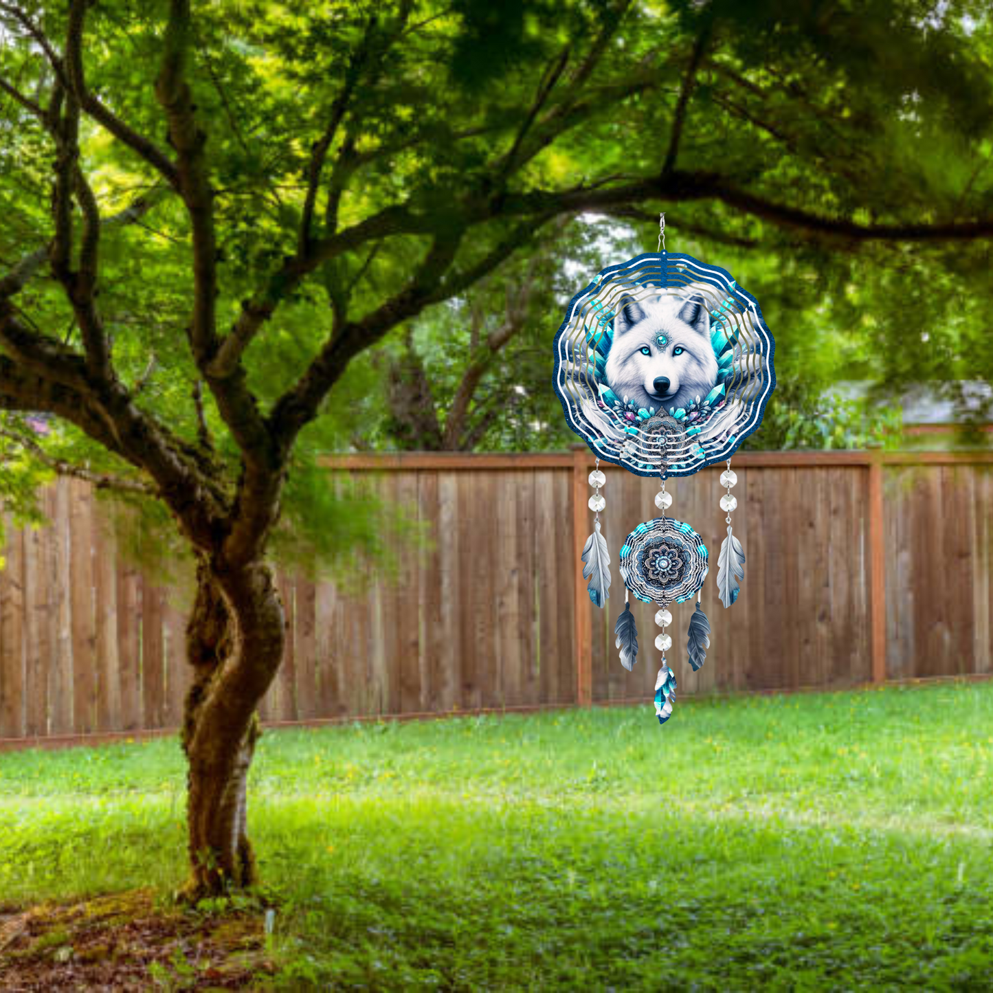Dream Catcher Wind Spinner Wolf (Large)