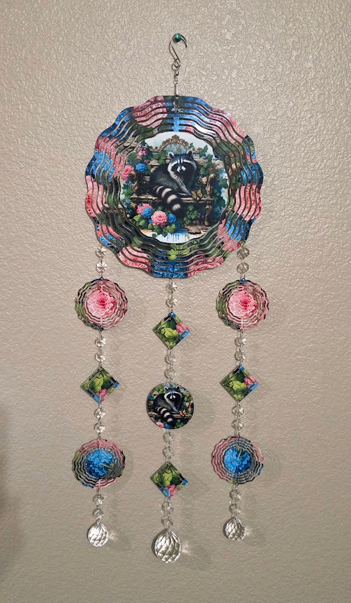 Raccoon Wind Spinner Wind Chime One Of a Kind / Farmhouse Wall Art