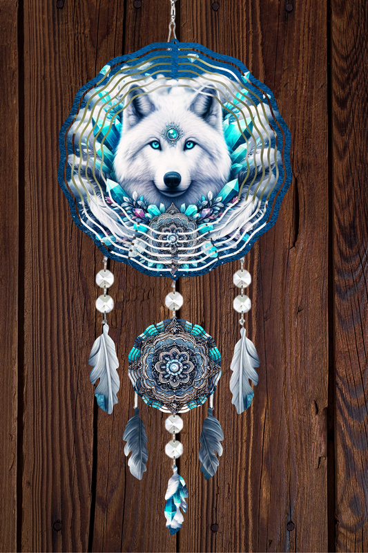 Dream Catcher Wind Spinner Wolf (Large)